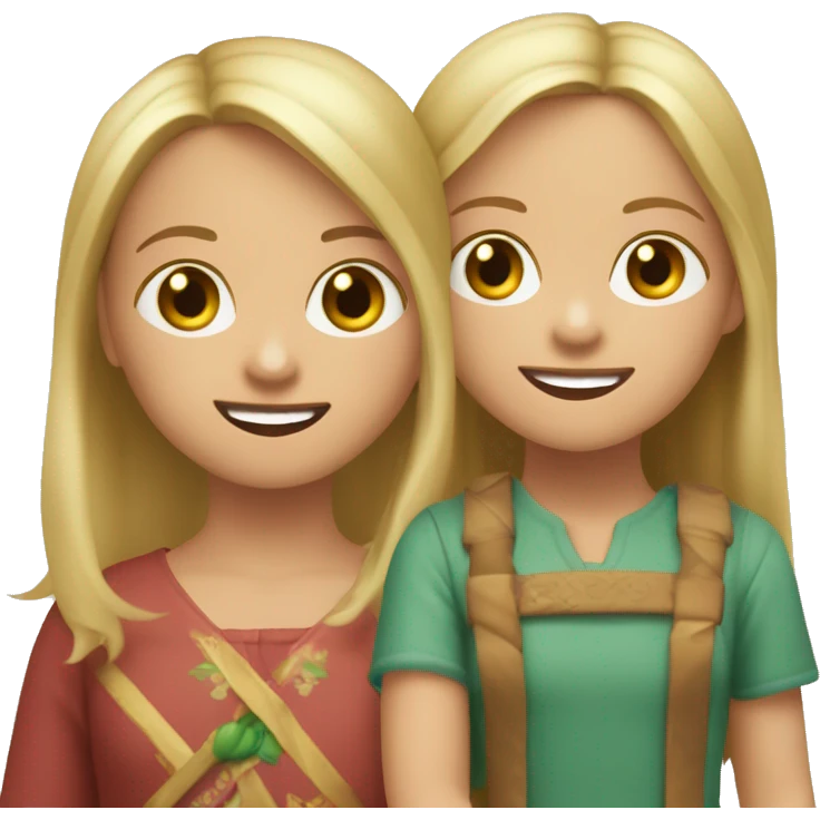 NIÑA RUBIA Y NIÑA CASTAÑA JUGANDO emoji