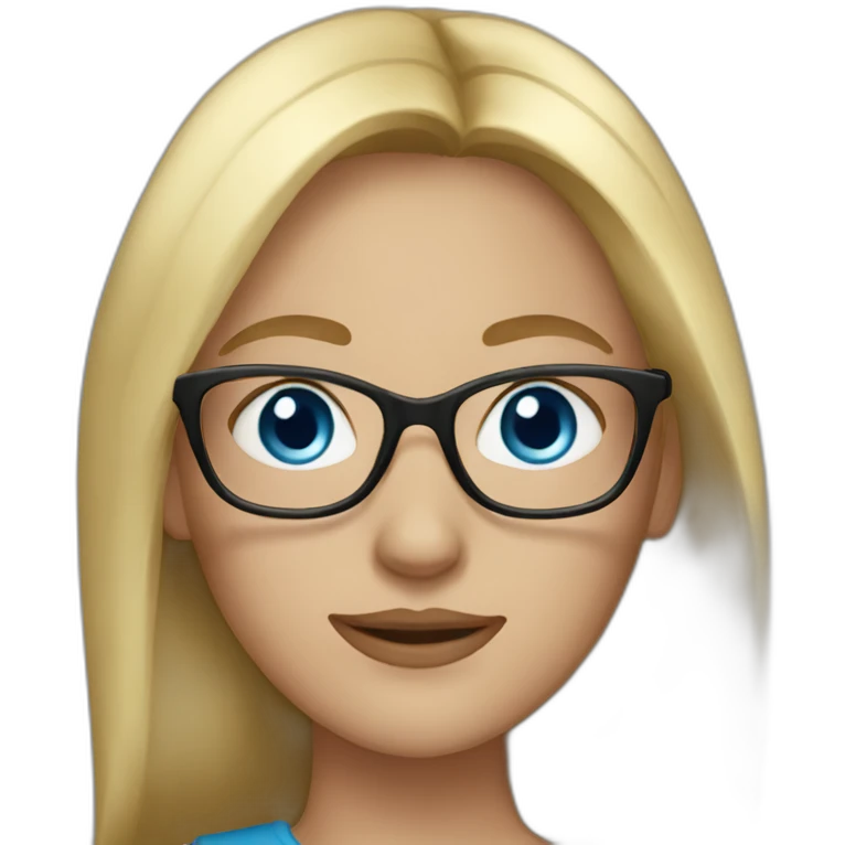 woman with blonde long hair blue eyes and glasses emoji