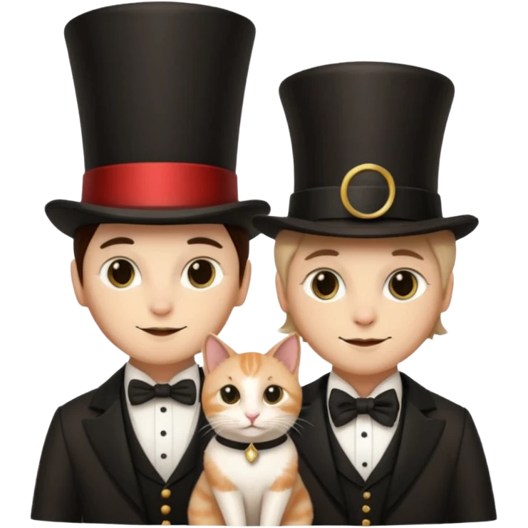 magician couple and their pet cat emoji