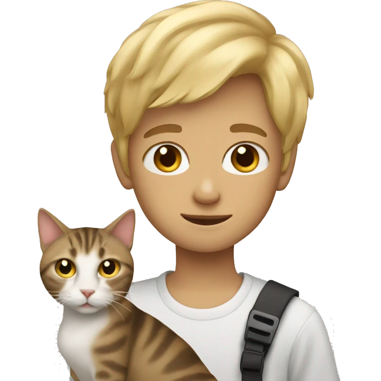 Blond boy with cat emoji