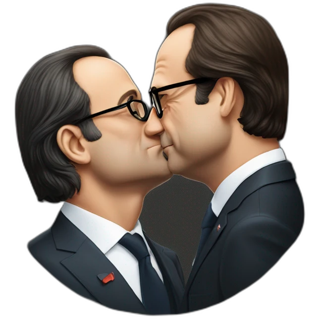 François Hollande kissing Nicolas Saraozy emoji