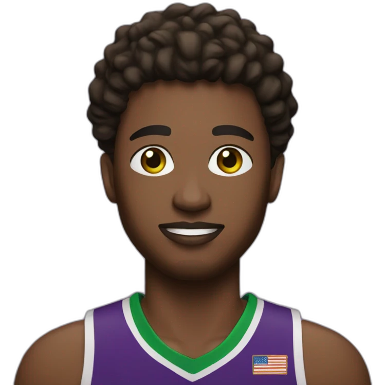 a basketball player in a black, green and purple uniform emoji