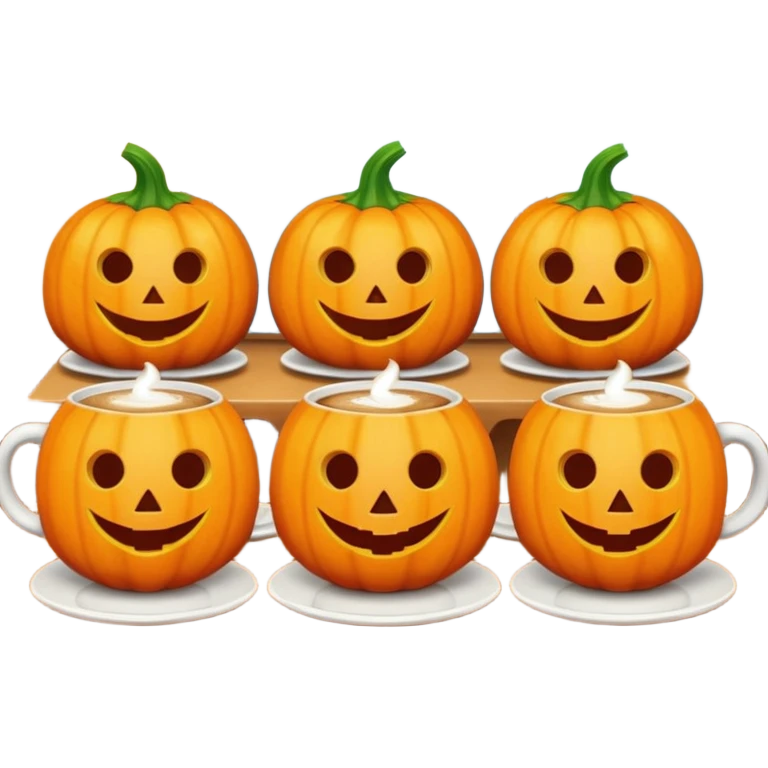 Pumpkins drinking coffee at a cafe  emoji