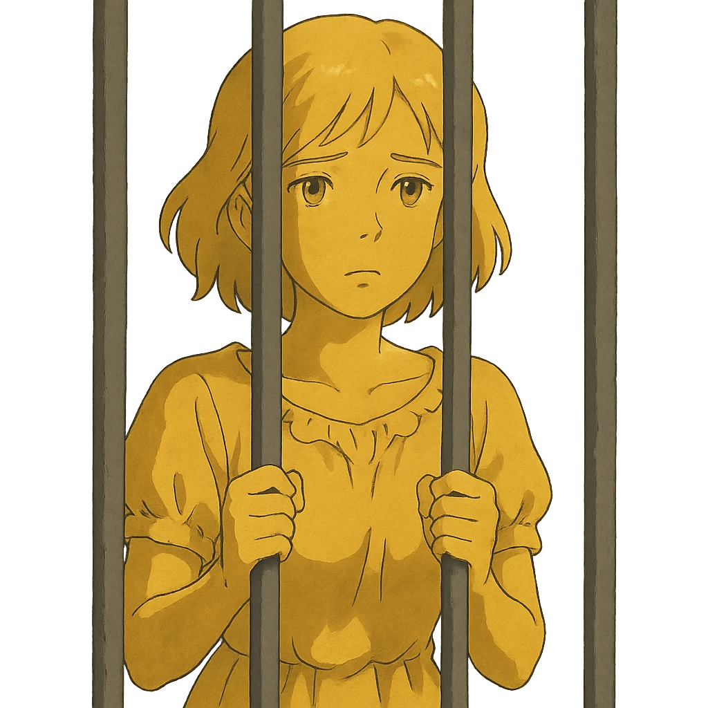 gold girl in jail emoji