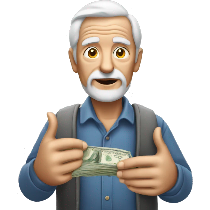 old men holding money without hairs emoji