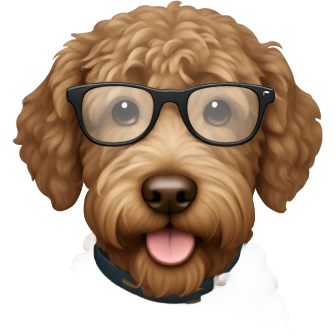 Labradoodle wearing glasses brown emoji