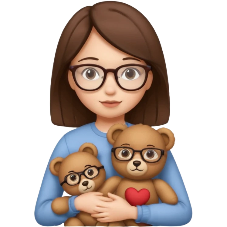  girl with single teddy bear she is wearing glasses bear without glasses  emoji