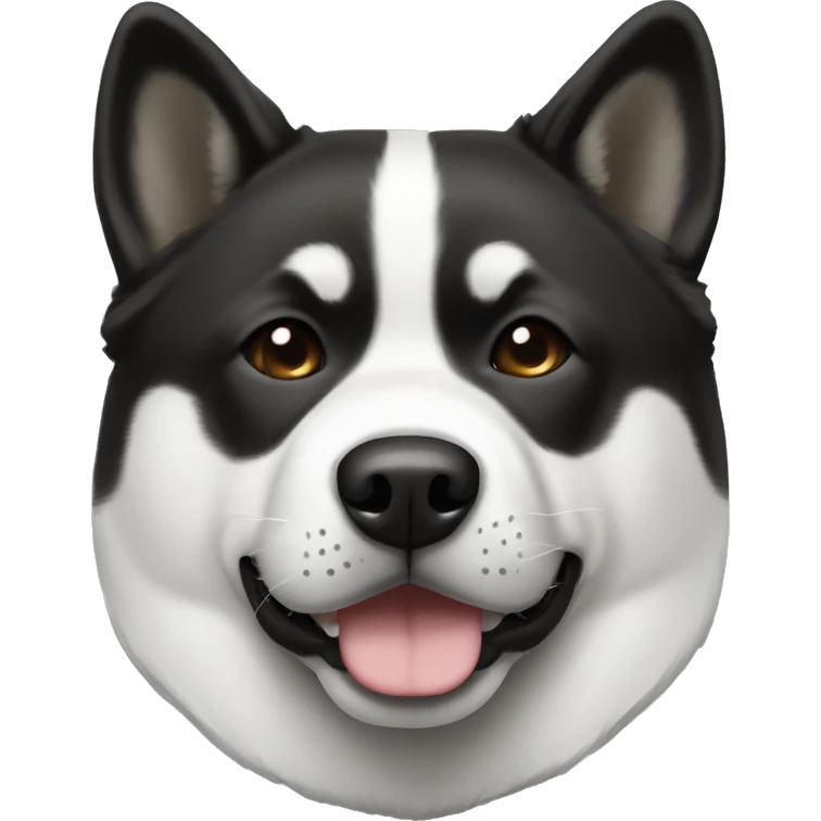 Black and white American Akita with white stripe forehead to tip of nose emoji
