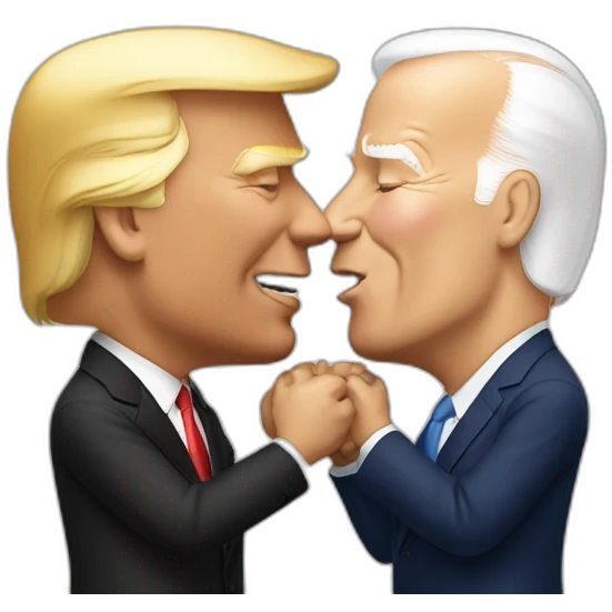Donald trump kissing Joe biden emoji
