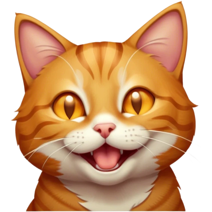 Cinematic Cute Yawning Ginger Tabby Cat Portrait Emoji, Head tilted slightly with a dramatic, wide-open yawn, sleek orange-brown fur with dark tabby stripes, sparkling amber eyes barely open, Simplified yet irresistibly adorable features, highly detailed, glowing with a soft, cozy glow, high shine, relaxed yet expressive, stylized with a touch of whimsy, bright and endearing, soft glowing outline, capturing the essence of a sleepy yet affectionate kitty, so drowsy it feels like it could stretch right out of the screen and curl up for a nap! emoji