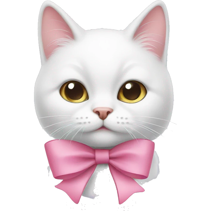 white cat whit a pink bow emoji