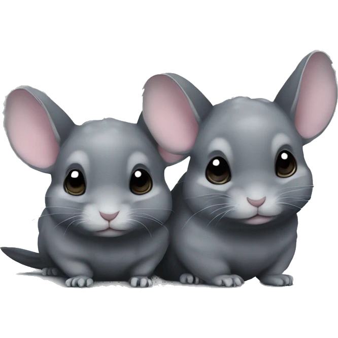 two dark grey chinchillas cuddling side by side emoji