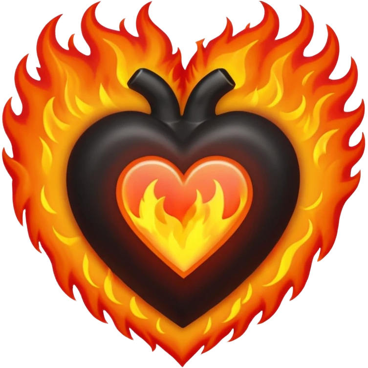 black heart with fire emoji