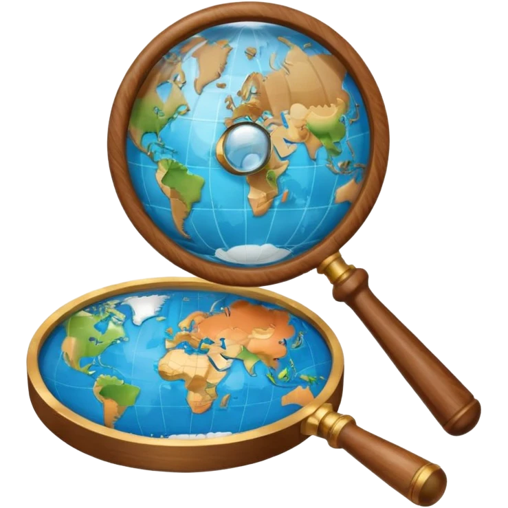 magnifying glass over a globe emoji