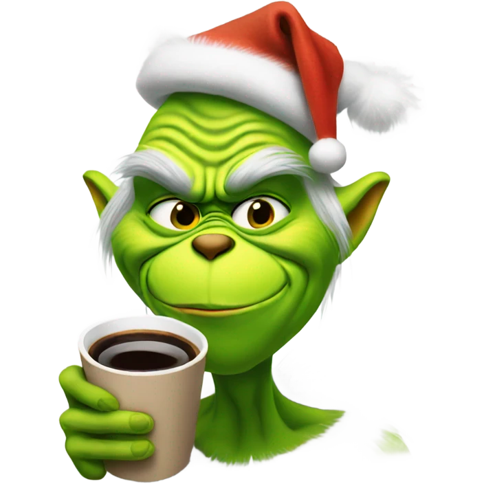 Grinch with coffee emoji