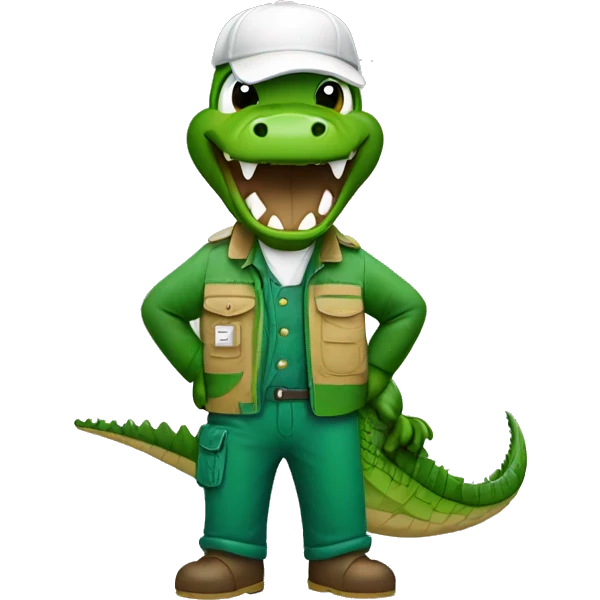 Crocodile wearing carpenter wear emoji