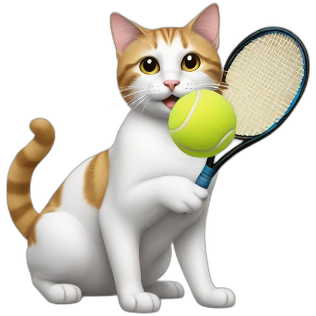 Cat on the back playing with tennis ball emoji