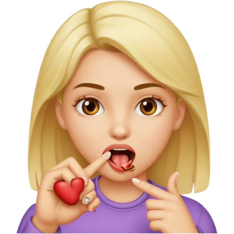 girl biting finger emoji