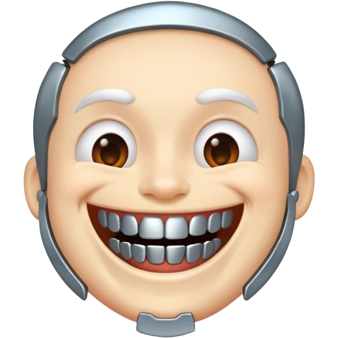 Riendo con dentadura de metal emoji