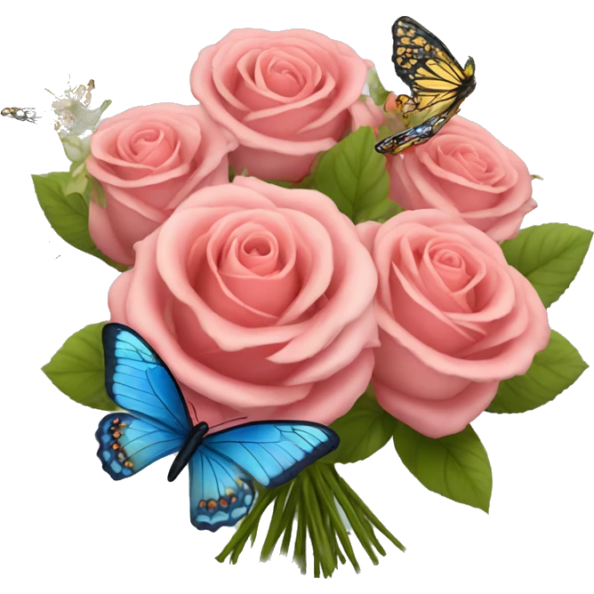 Roses bouquet with butterflies emoji