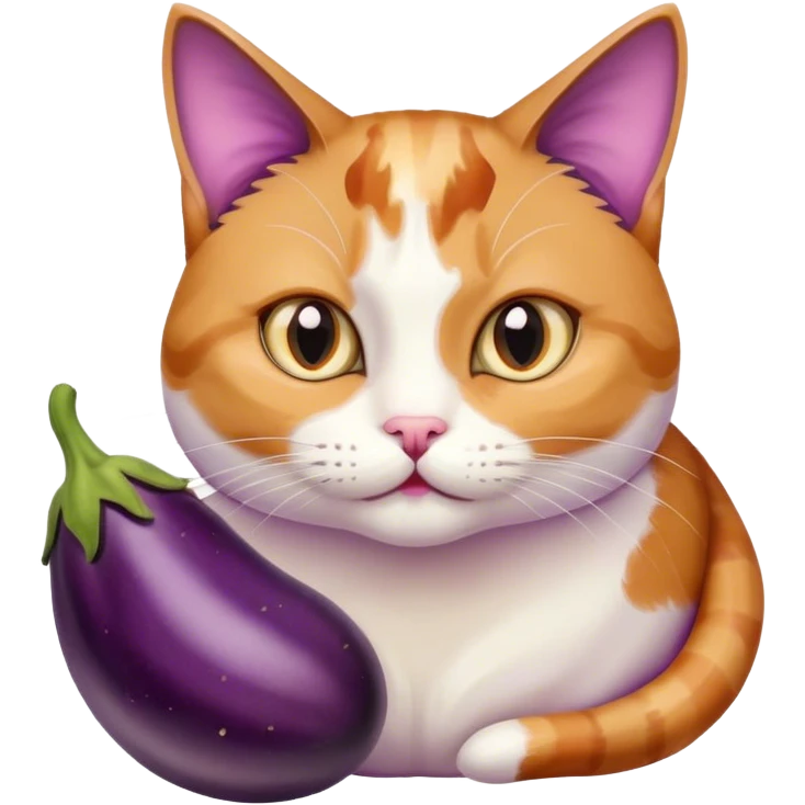 Cat eating a eggplant  emoji