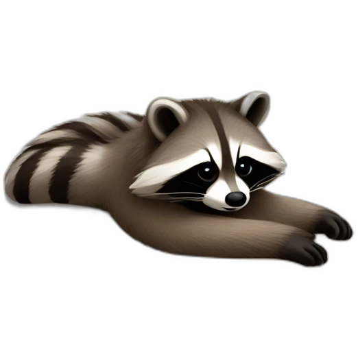 racoon sleeping on king sized bed with pillow emoji