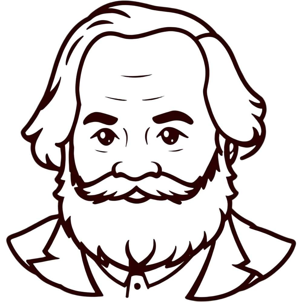 Karl Marx with a big beard, friendly expression emoji