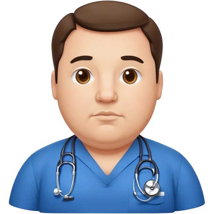 a bit fat bold man in a blue uniform at doctor’s  emoji