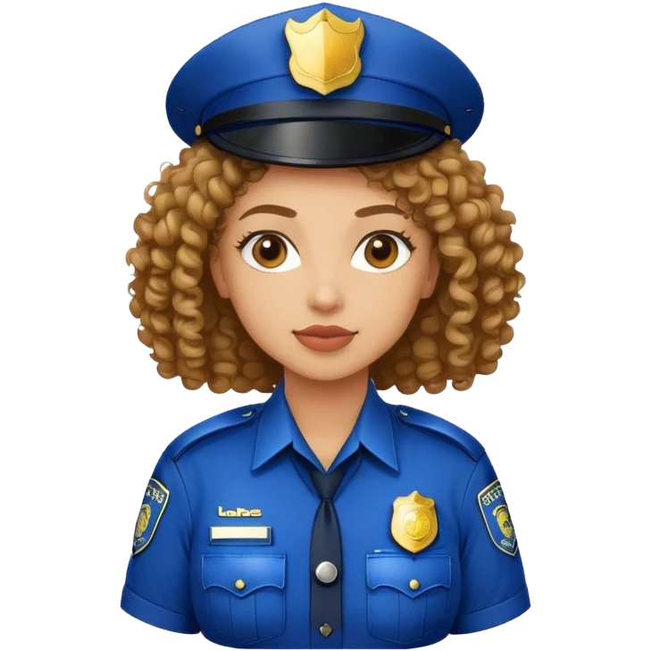 Light skin female police officer curly hair emoji