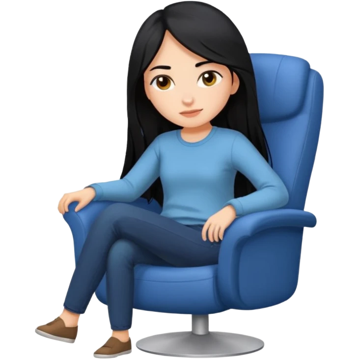girl that is moving in their chair of work but its not disable just lazy with black long hair and skin a bit latin  lazy emoji