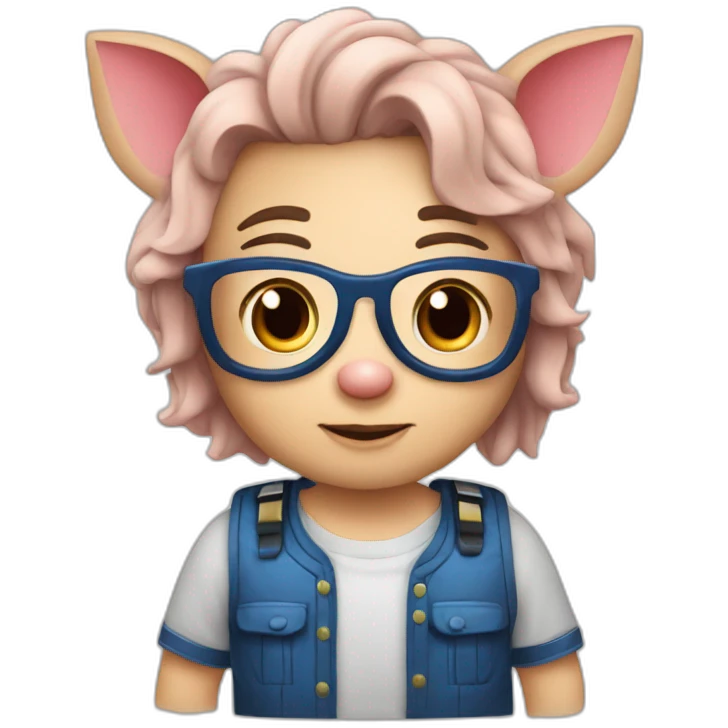Puerco con overol azul.marino emoji