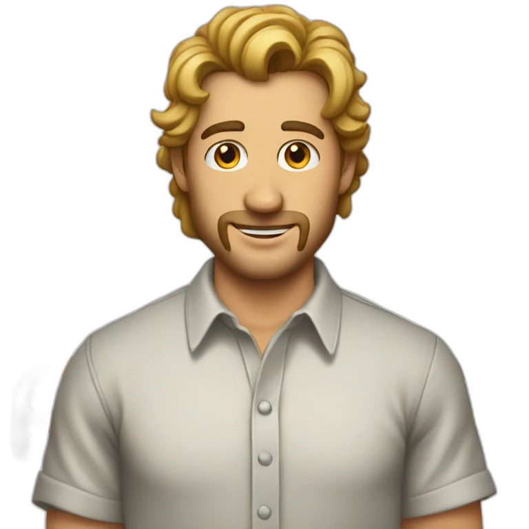 A man wearing a shirt with a giant P on jt emoji