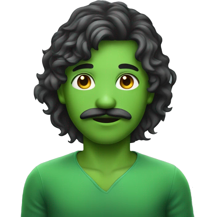 boy green skin with moustache and long hair emoji