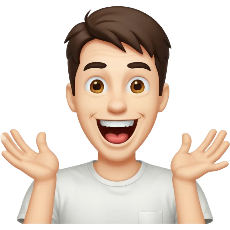 Goofy man with white tshirt laughing emoji
