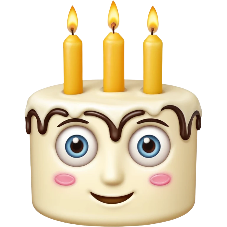 birthday cake with eyes and candles looking normal emoji