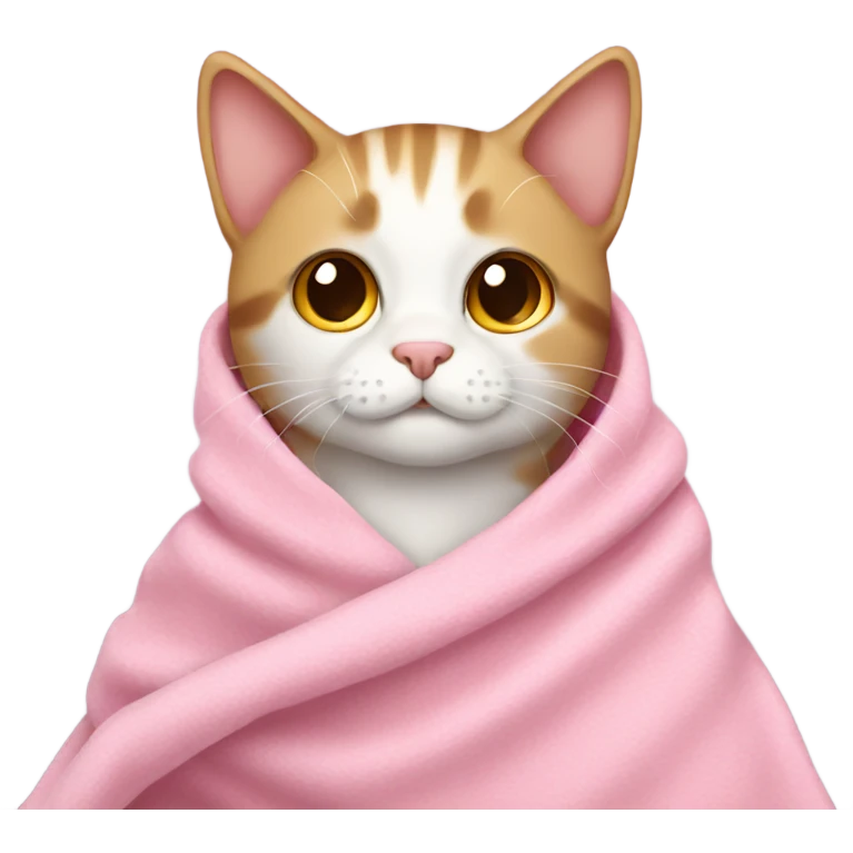 cat wearing blanket pink emoji
