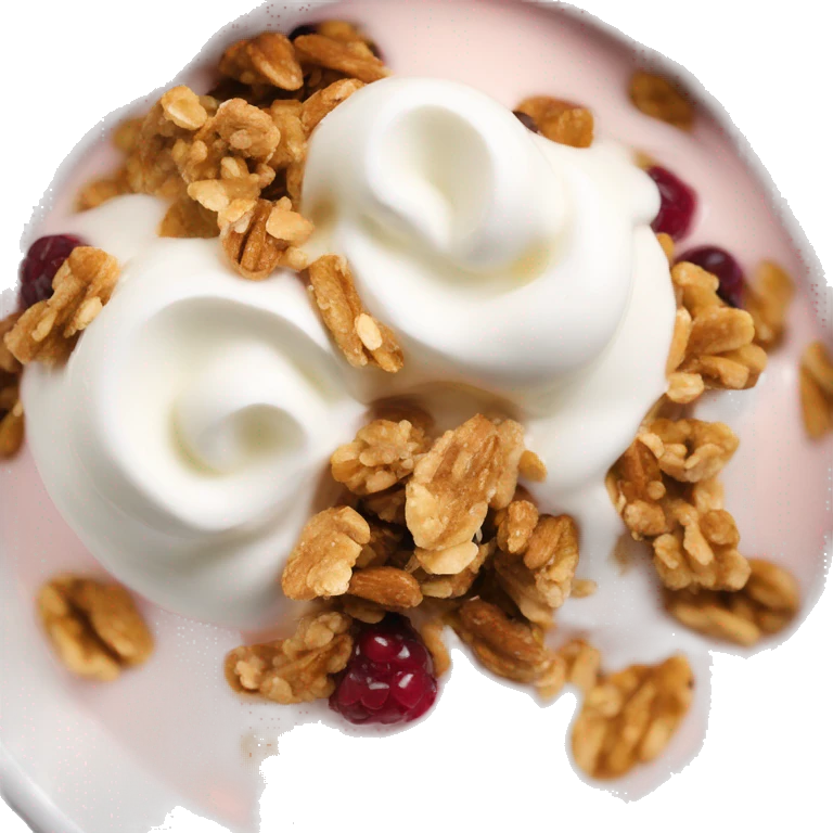 vanilla yogurt parfait with granola in a bowl emoji
