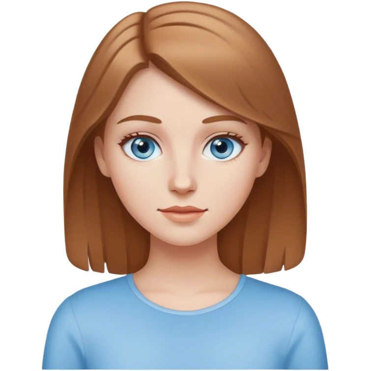 white girl, light brown hair,light blue eyes emoji
