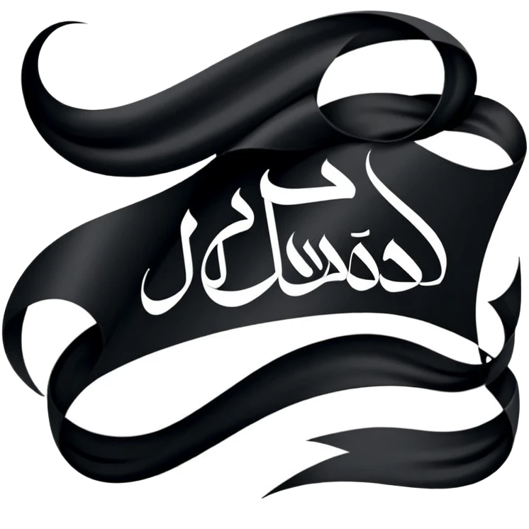 اريد علم اسود مكتوب فيه لا الله ال الله محمد روسل الله emoji