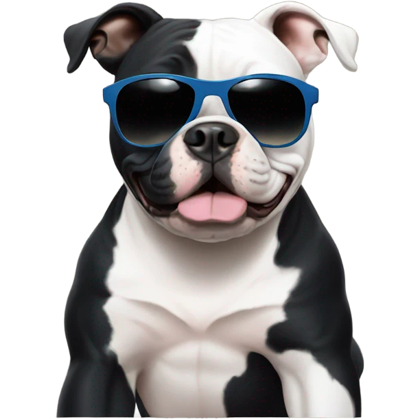 Black American Bully with sunglasses emoji