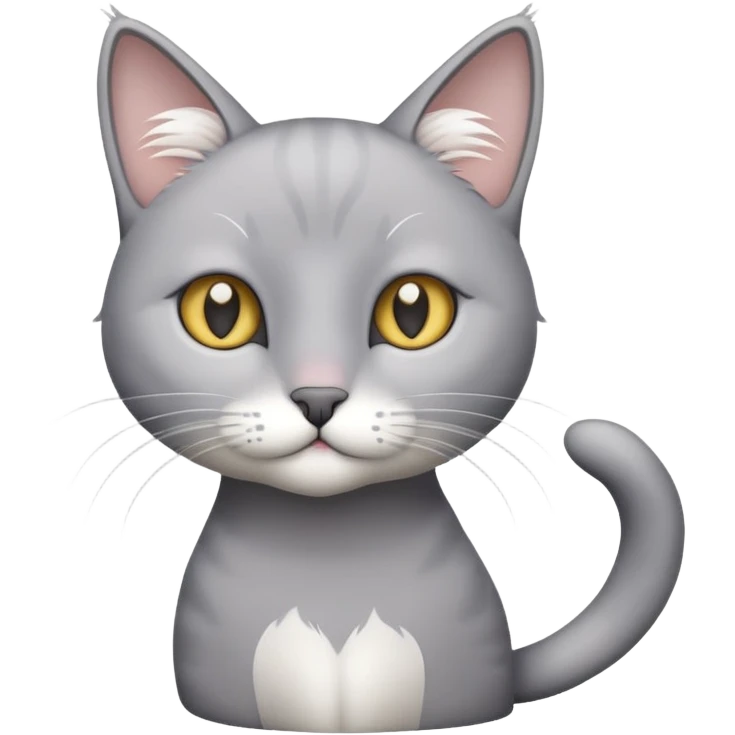 most grey skinny cat with a little bit of whi emoji