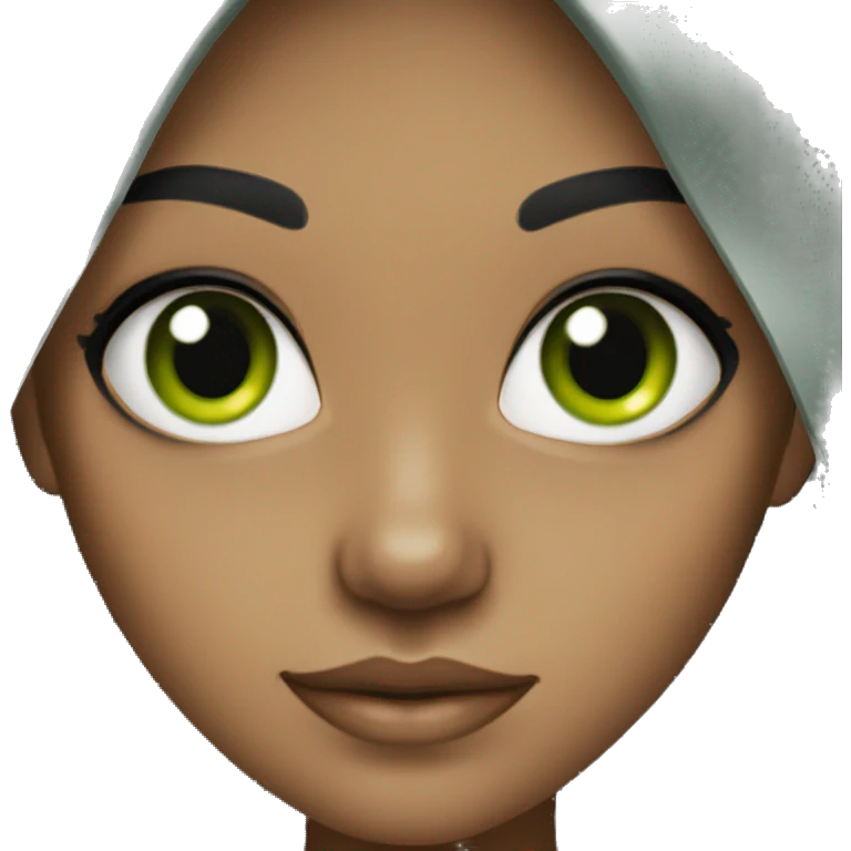 Black hair girl with green eyes emoji
