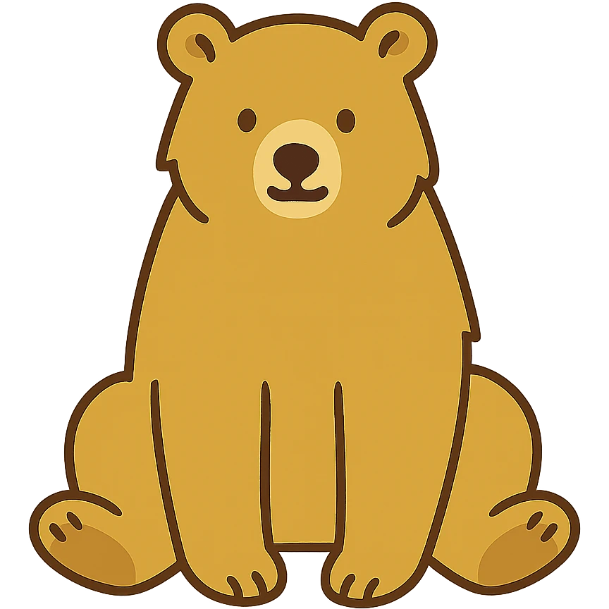 flat toon style blonde grizzly bear sitting, full body emoji