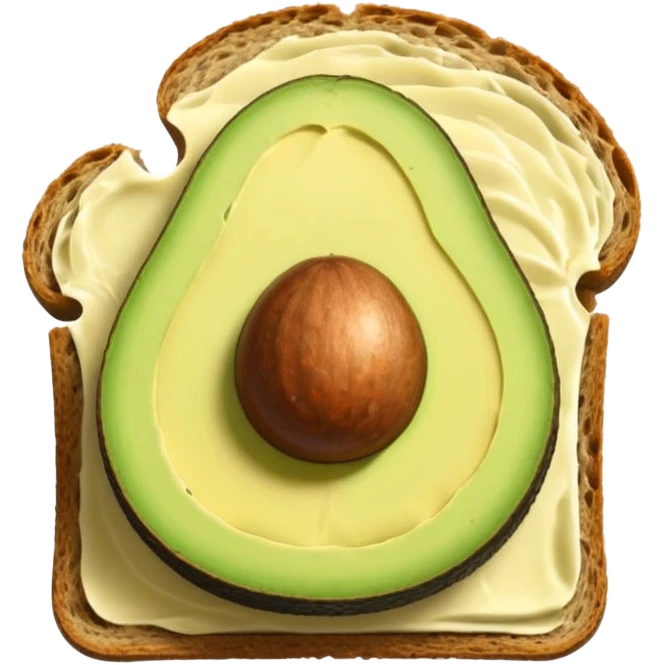 Minimalistic flat vector icon, iOS style, thin black contour on white background. Slice of bread with avocado slices on top. Clean, no text, no shadows.
 emoji