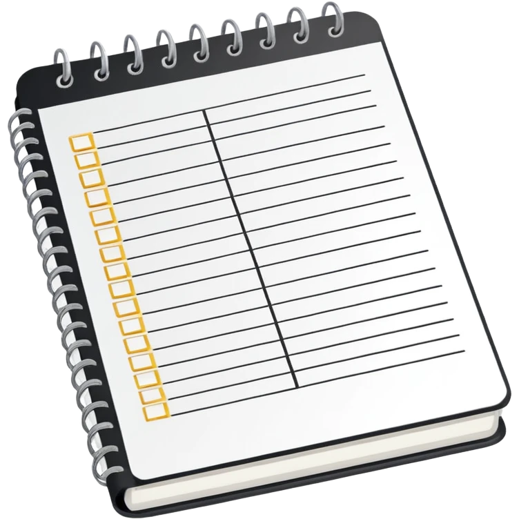 notebook with tasks checklist no rivets at the top emoji