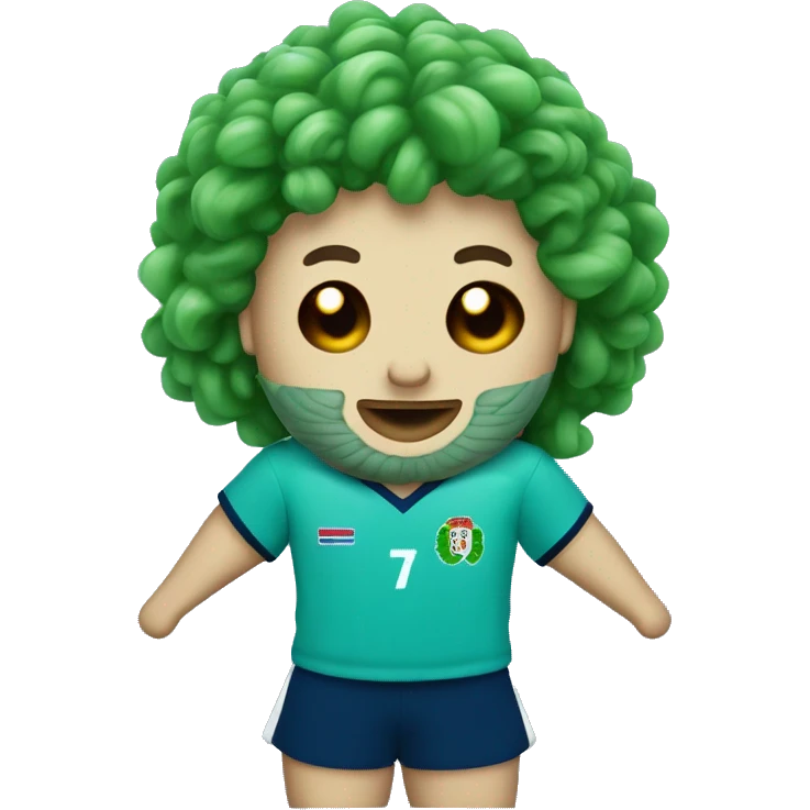 A Portuguese man with the number seven jersey on in a stadium with puffy hair emoji