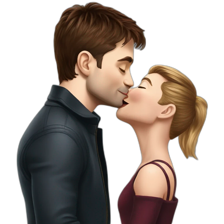 Daniel Radcliffe kissing Elon Musk emoji