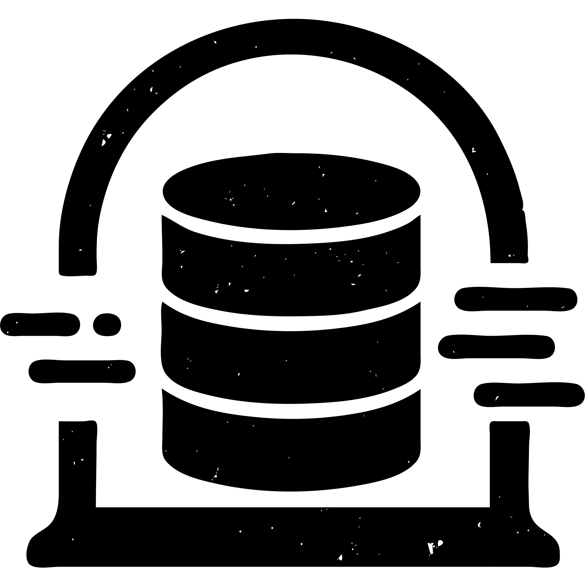 solid icon of stacked database cylinders in a basement or underground setting with abstract data streams, worn and distressed effect, detailed icon emoji