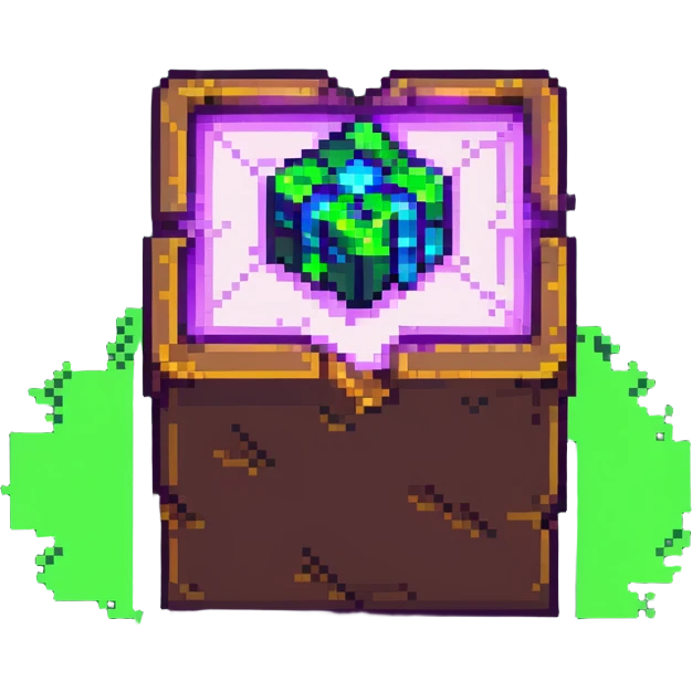 Minecraft box with purple light glowing inside emoji