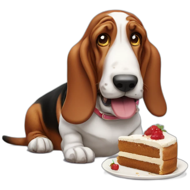 basset hound eating cake emoji